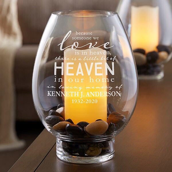 Heaven In Our Home Engraved Hurricane Candle Holder