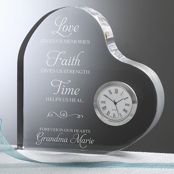 In Memory Engraved Heart Clock