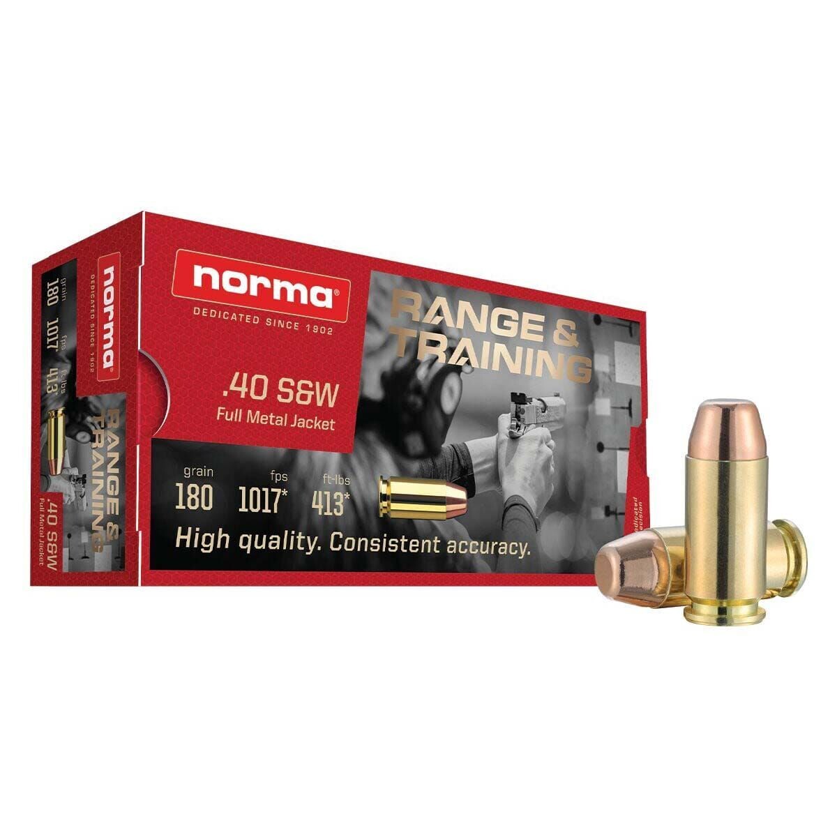 Norma .40 S&W FMJ 180 gr (Sold in Case quantities (1,000 rnds) only)