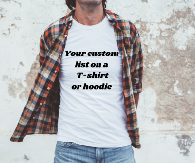 Custom Character List T-shirt