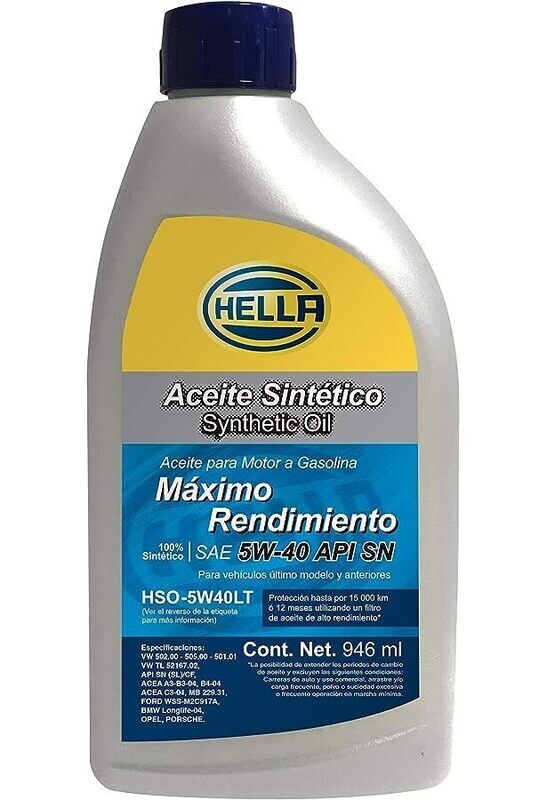 ACEITE SINTETICO 5W40 1LT HELLA