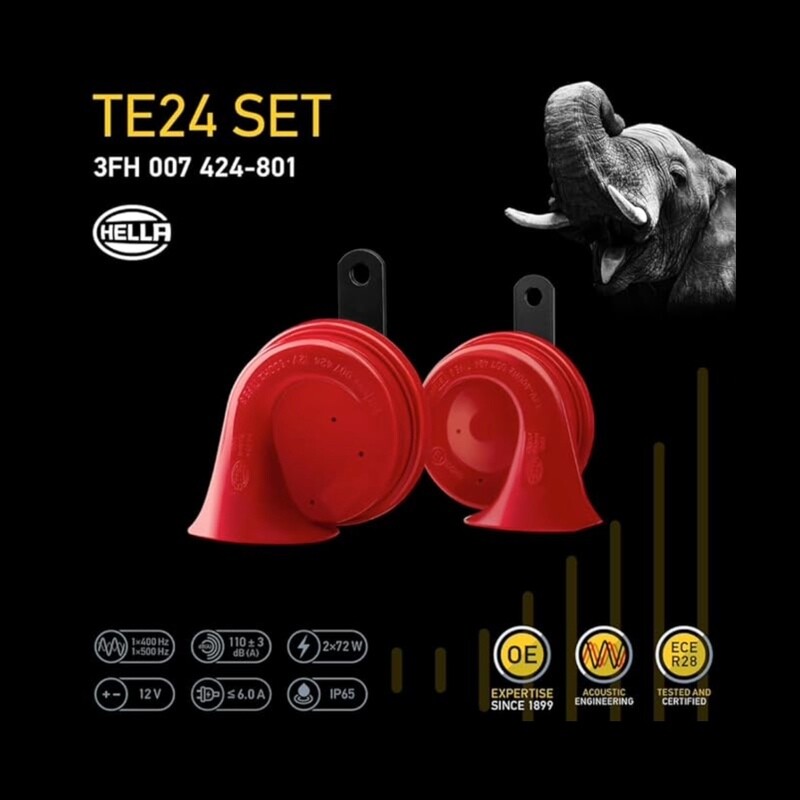 CLAXON CARACOL HELLA RED TWIN