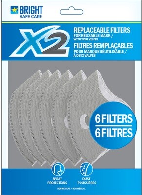 X2 Replacement Filters for High Intensity Sports Mask / Pack of 6 filters