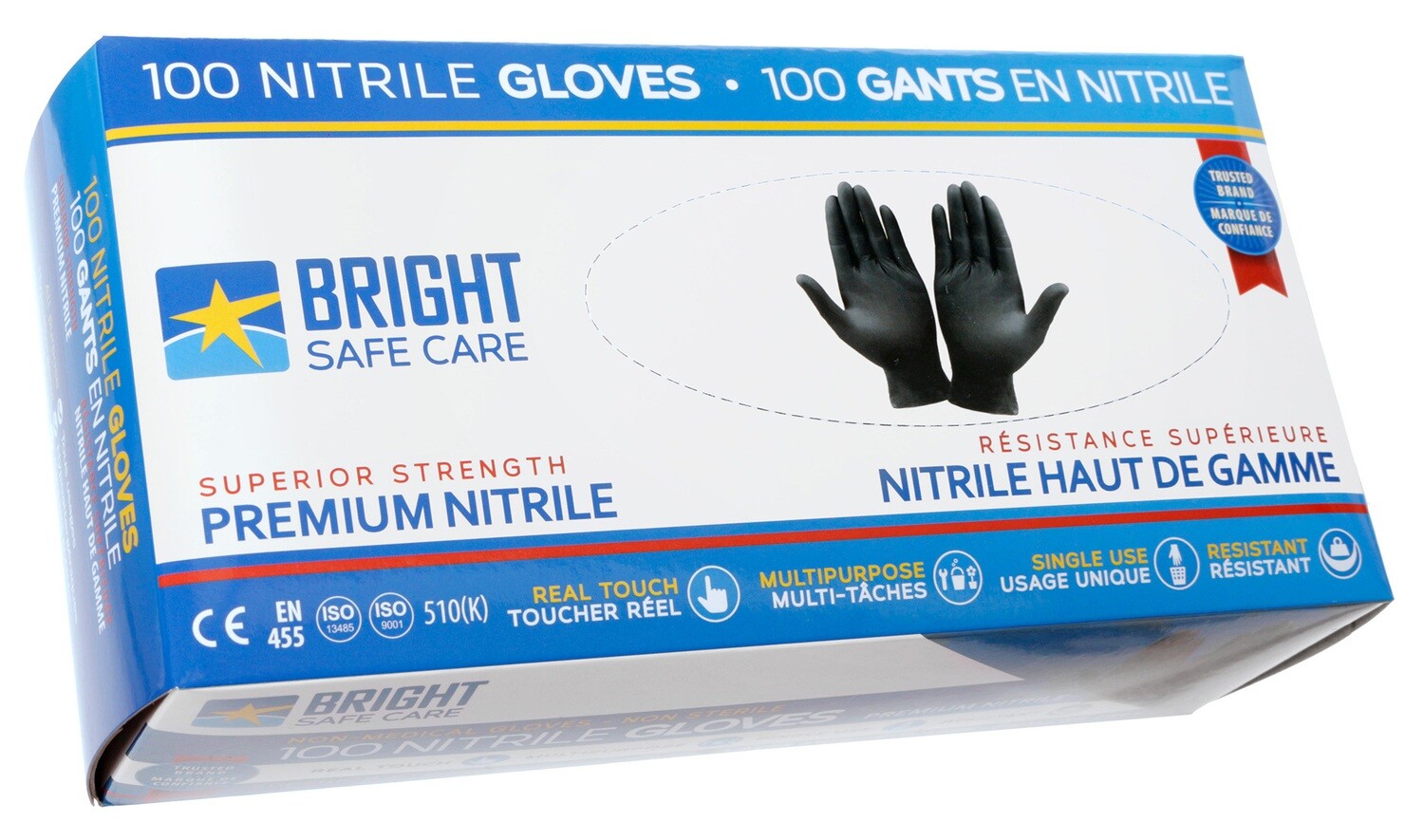 Box of 100 Nitrile Gloves / Size: XL / Black