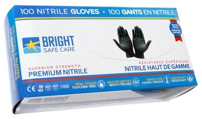 Box of 100 Nitrile Gloves / Size: S / Black
