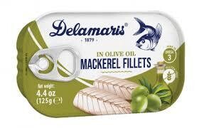 Mackerel Fillets in EVOO, Delamaris-125g