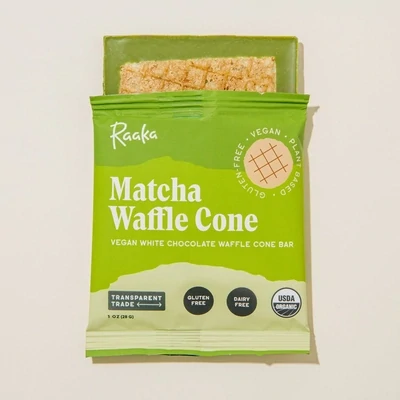 Matcha White Chocolate Waffle Cone Bar, Raaka-1oz