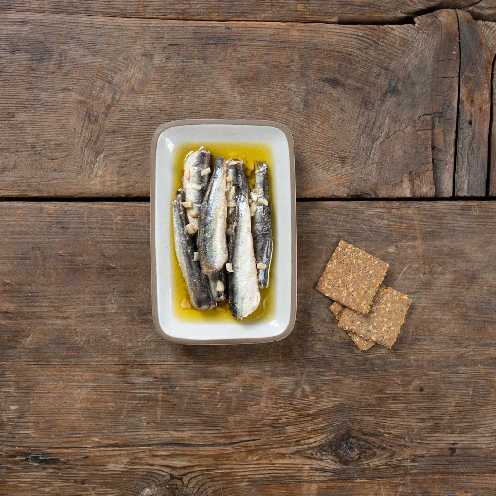 Spanish Roasted Garlic White Anchovies, Patagonia-4.2oz