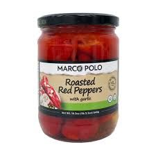 Roasted Red Peppers w/Garlic, Marco Polo-19.3oz