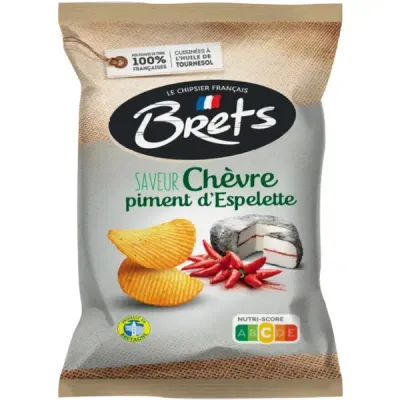 Goat Cheese &amp; Espelette Pepper Potato Chips, Brets-125g