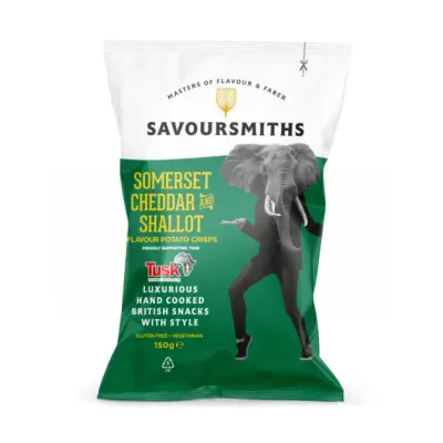 Somerset Cheddar &amp; Shallot Crisps, Savoursmiths-150g
