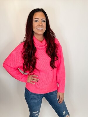 Divided H&M Neon Pink Turtleneck Sweater - M