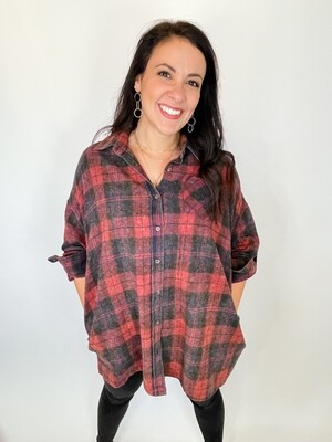 By Together Flannel Oversized Shacket - S