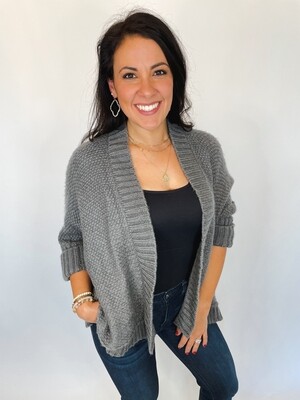 Wooden Ships Grey Rolled Sleeve Sweater Cardigan - XS