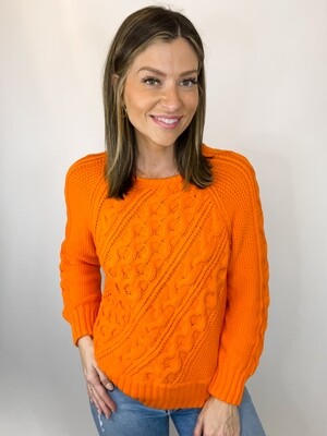 J. Crew Orange Cable Knit Sweater - M