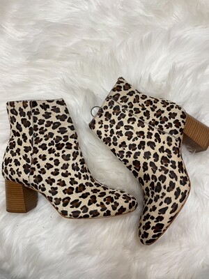 Able Leopard Print Calf Hair Booties - Size 9