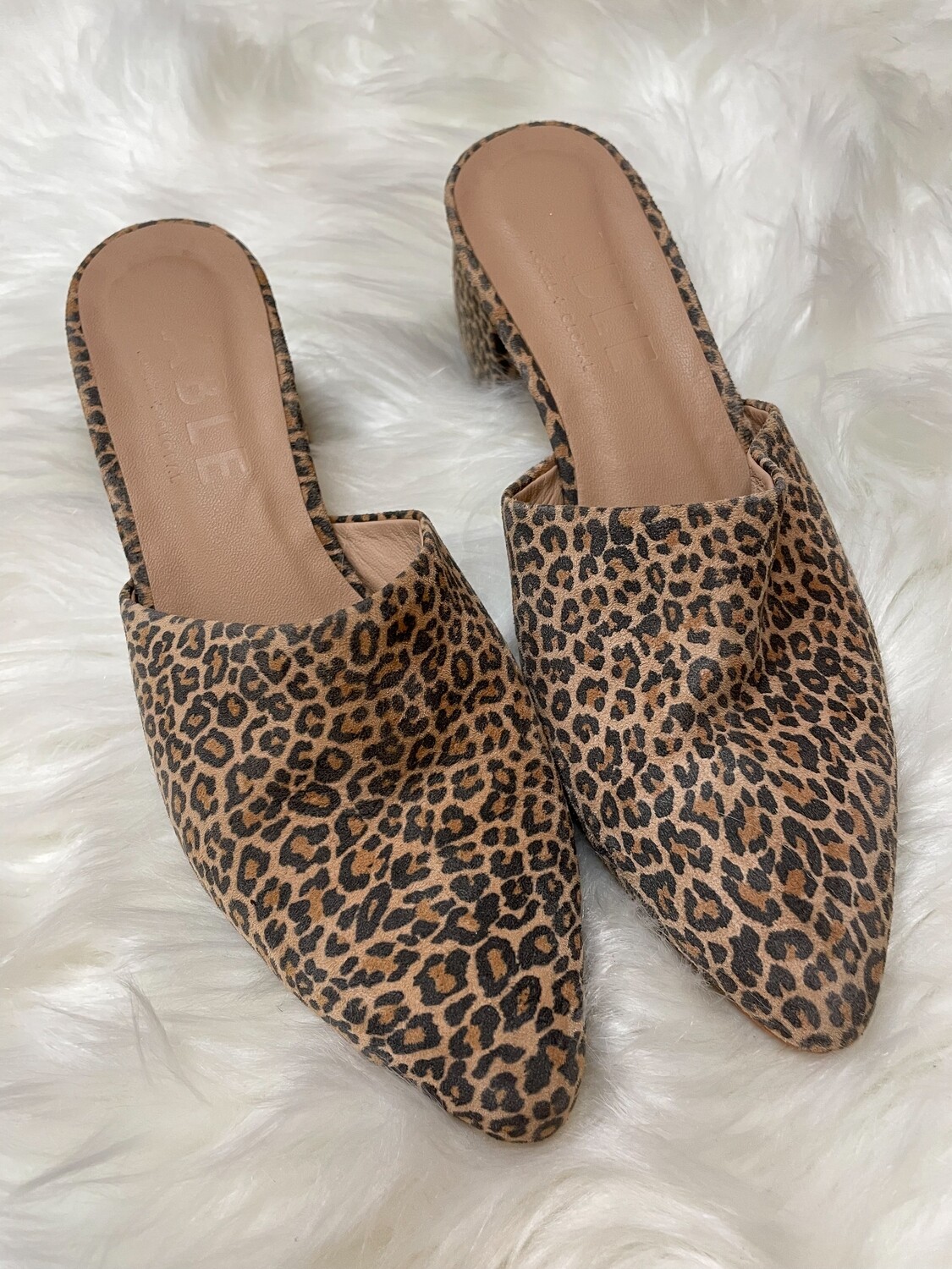 Able Leopard Print Heel Slip On - Size 6