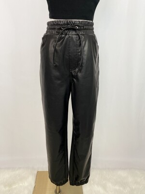 Express Black Faux Leather Joggers - S