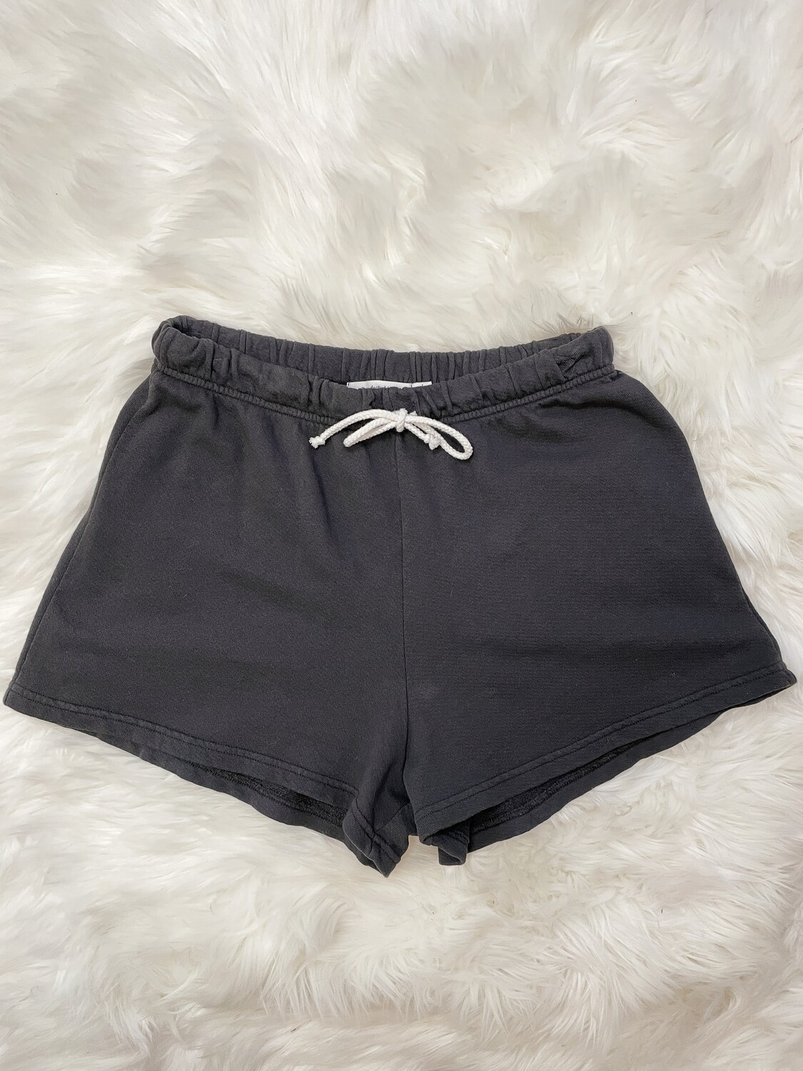 Perfect White Tee Black Drawstring Shorts - L