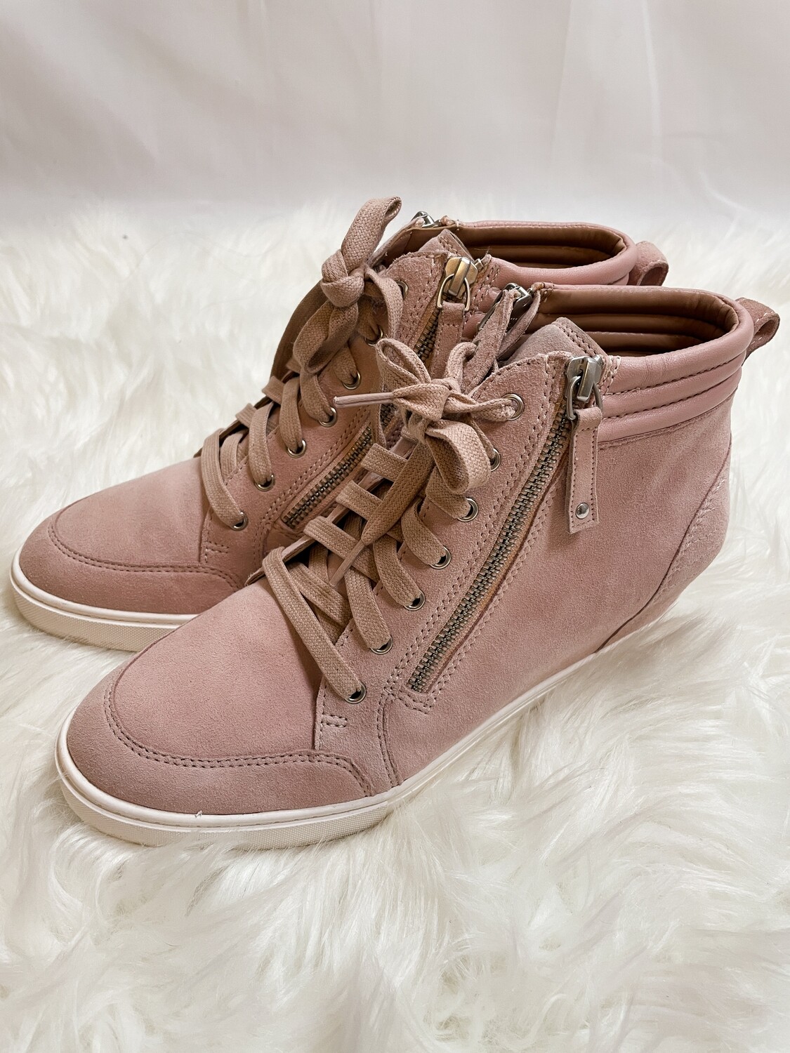 Linea Paola Blush Niya Wedge Sneakers - Size 8