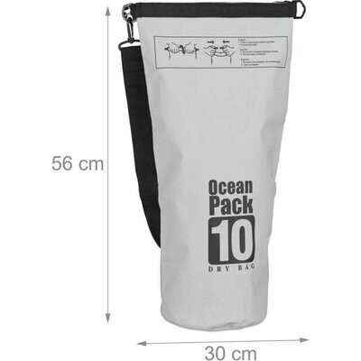 Wasserdichter Ocean Pack 10 Liter - PVC - GRAU