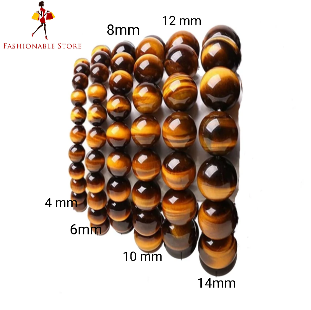 Unisex Natural Tiger eye Bracelet ( sizes in 6/8/10/12/14 mm )