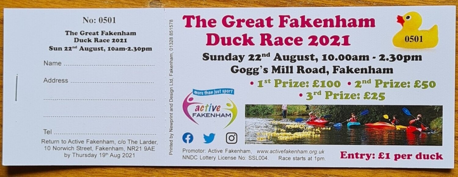 The Great Fakenham Duck Race 2021 - Per Duck