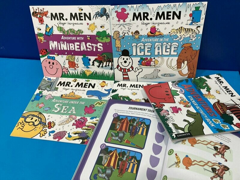 Mr Men BUNDLE Large Story Books x 3 Activity Books x 1