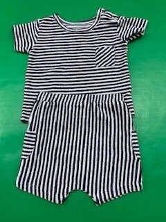 Pre-loved baby boy 2 piece striped short set 6 - 9 months