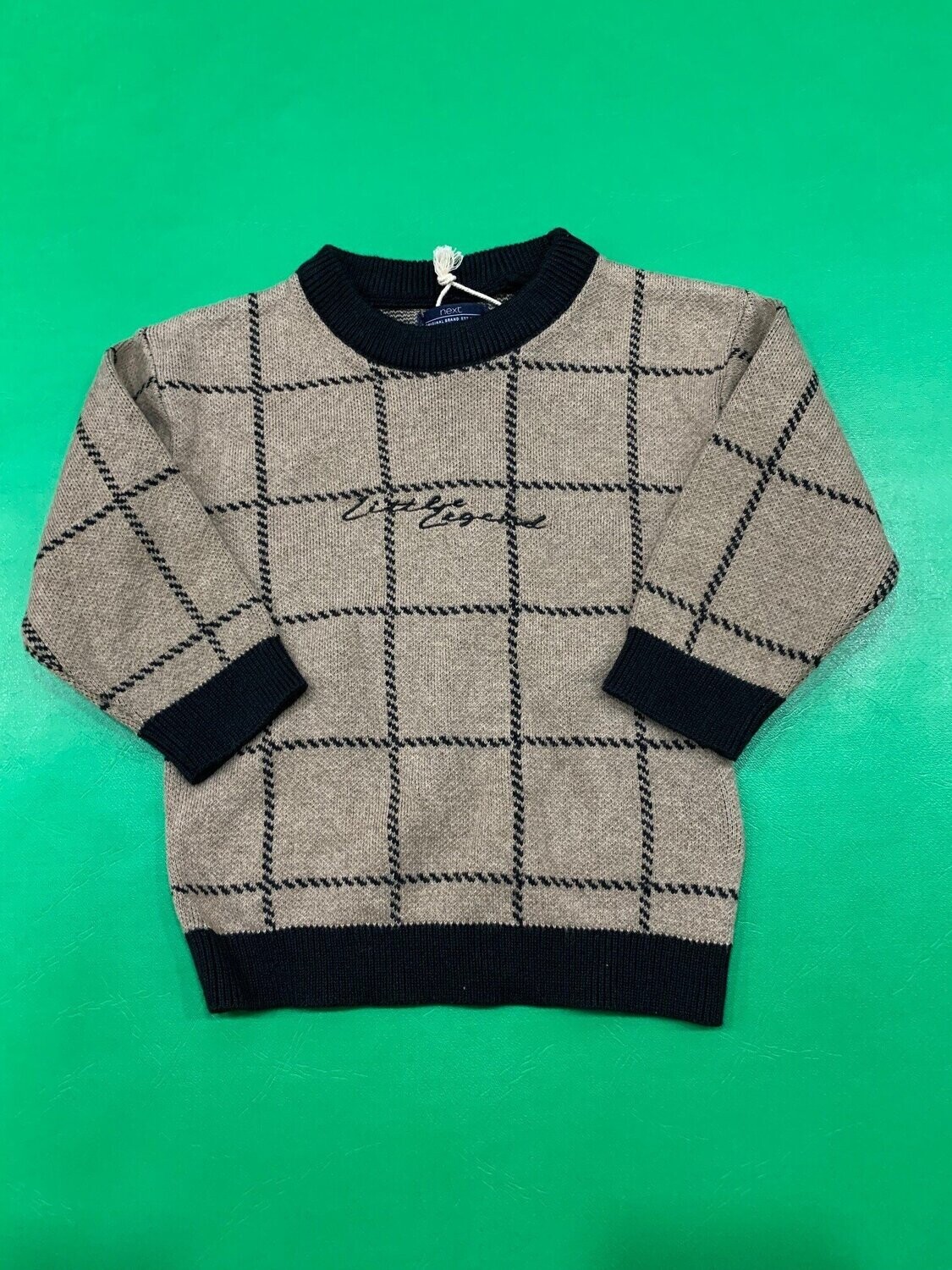 Pre-loved baby boy Brown Chequered Jumper 6 - 9 months