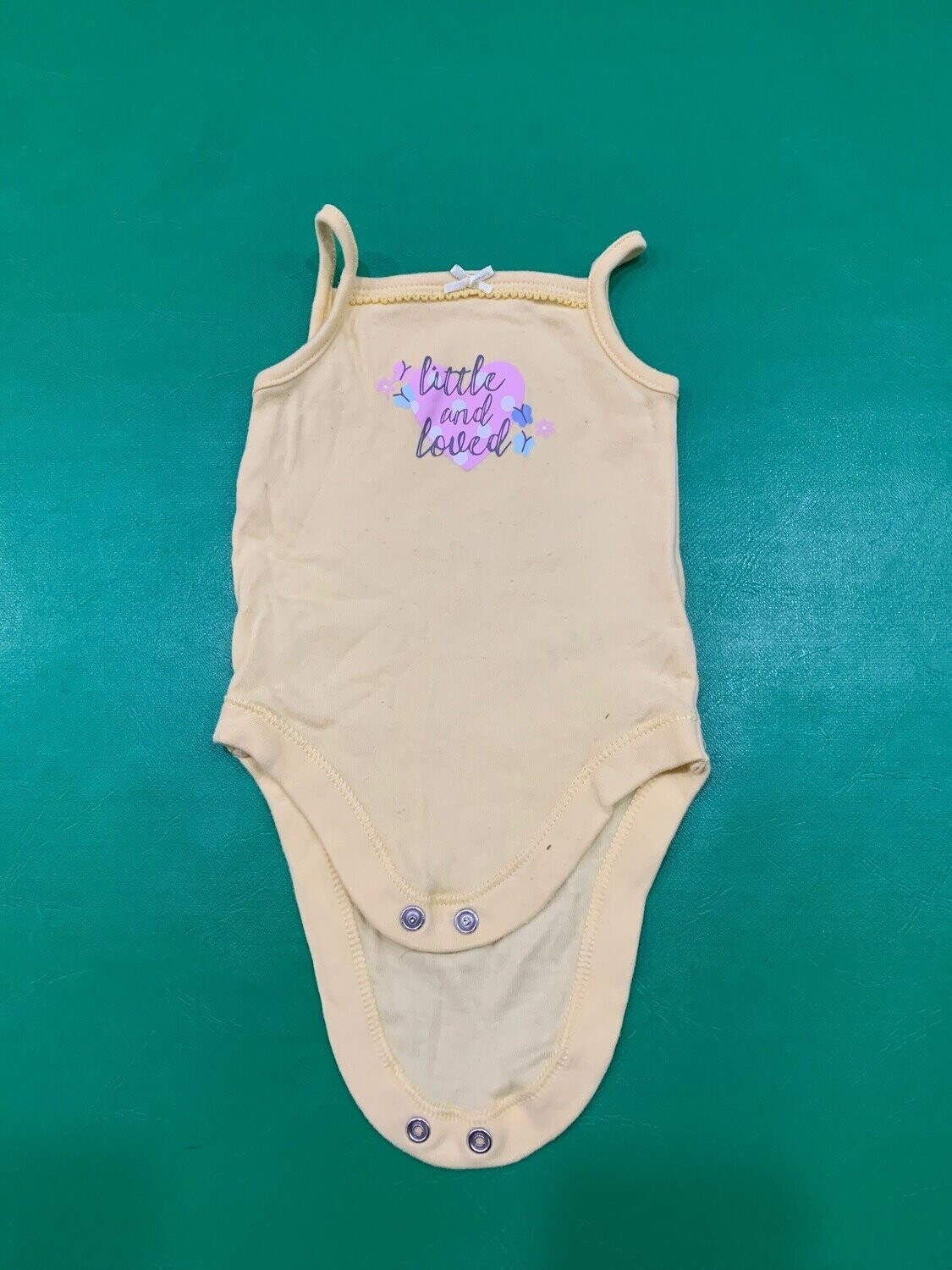Pre-loved baby girl Yellow 'Little and Loved' vest 0 - 3 months