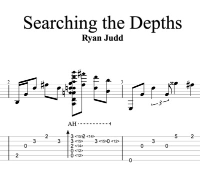 Guitar Tab and Standard Notation for "Searching the Depths"