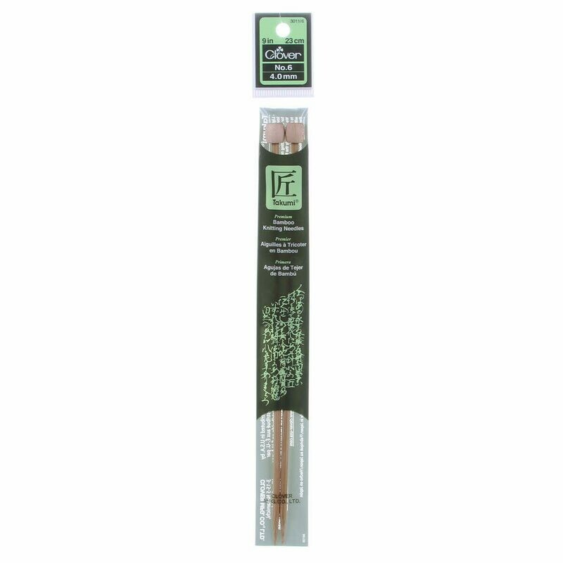 Clover Takumi Bamboo 9in Single Point Knitting Needle Size 6