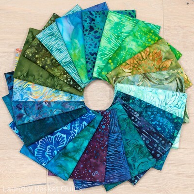 LBQ Blue Batik Fabric Fat Quarter Bundle LBQ Blue Batik Fabric Fat Quarter Bundle