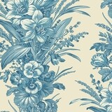 Cocoa Blue Prints - 1 yard