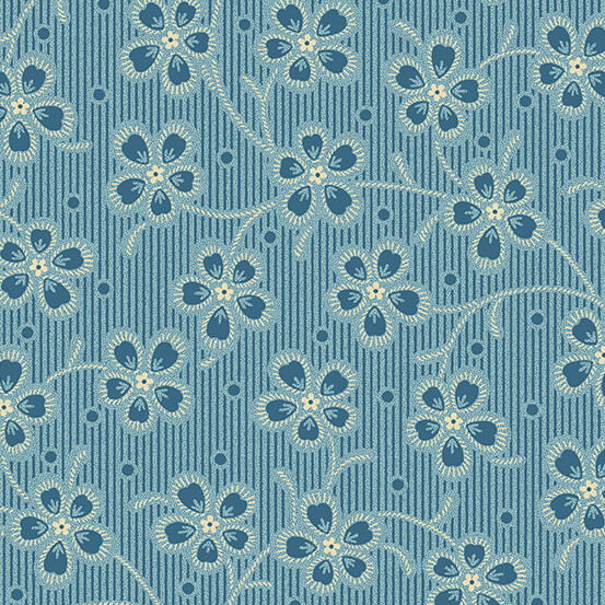 Cocoa Blue Prints - 1 yard