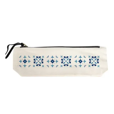 Blue Mediterranean Tile Pattern Pencil Pouch