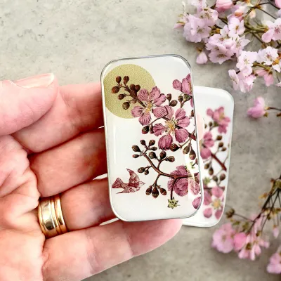 Cherry Blossom &amp; Swallow Notions Tin - Small