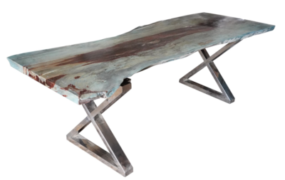 Organic dyed Tamarind Wood Dining Table + single bench set