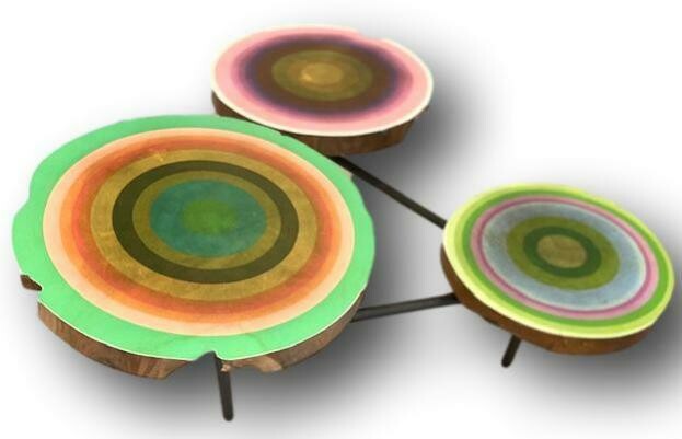 Hand-painted Reclaimed wood &quot;TRIO&quot; CoffeeTable