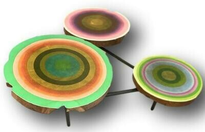 Hand-painted Reclaimed wood &quot;TRIO&quot; CoffeeTable