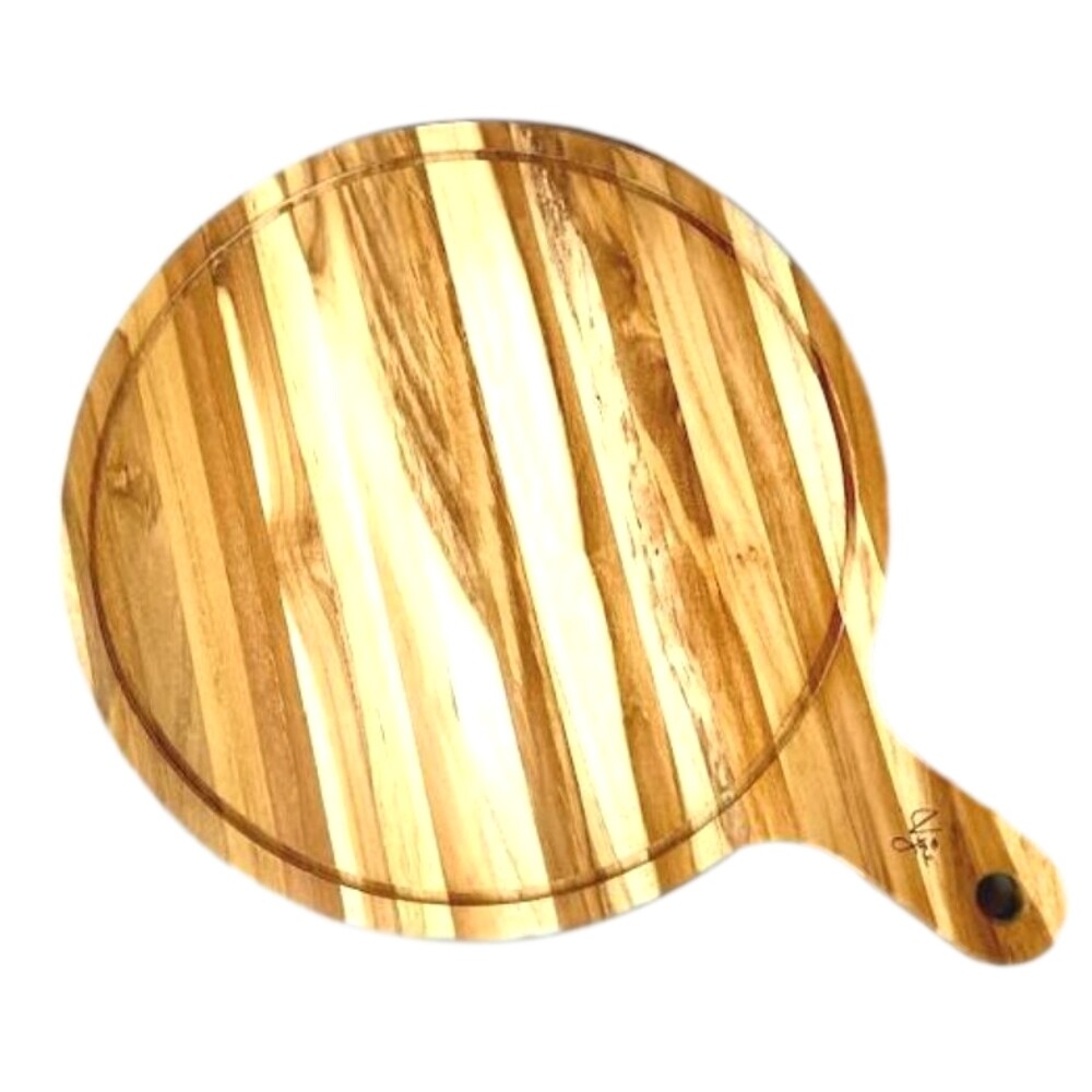 Reclaimed Teak wood Serving board - Round with handle