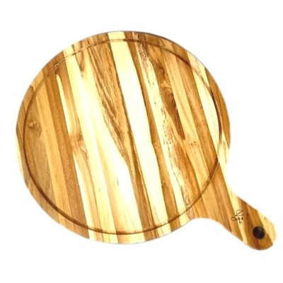 Reclaimed Teak wood Serving board - Round with handle