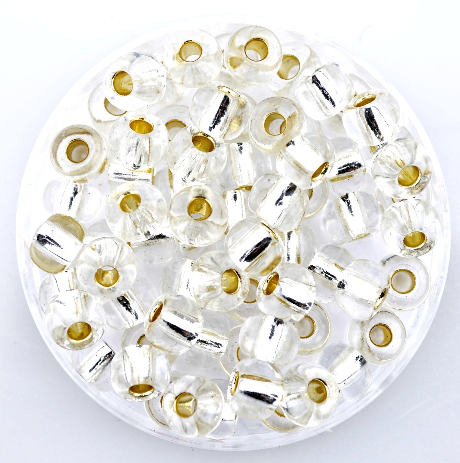 Rocailles weiß  silbereinzug 5,5mm / 24g