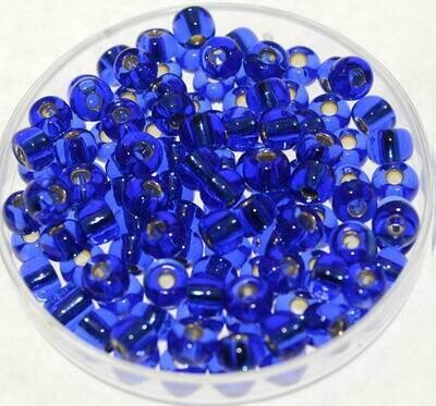 Rocailles blau 4,5mm mit Silbereinzug, /30g Rocailles blau 4,5mm mit Silbereinzug, /30g