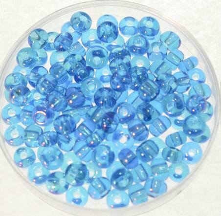 Rocailles blau 4mm, regenbogen / 30g