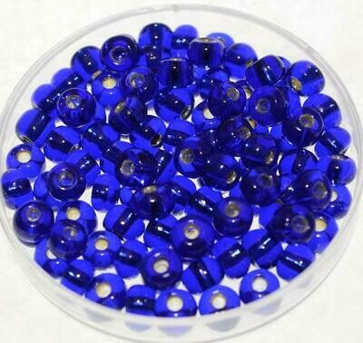 Rocailles blau 4,5mm mit Silbereinzug, / 30g Rocailles blau 4,5mm mit Silbereinzug, / 30g