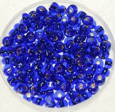 Rocailles blau 4mm, mit Silbereinzug / 30 g Rocailles blau 4mm, mit Silbereinzug / 30 g