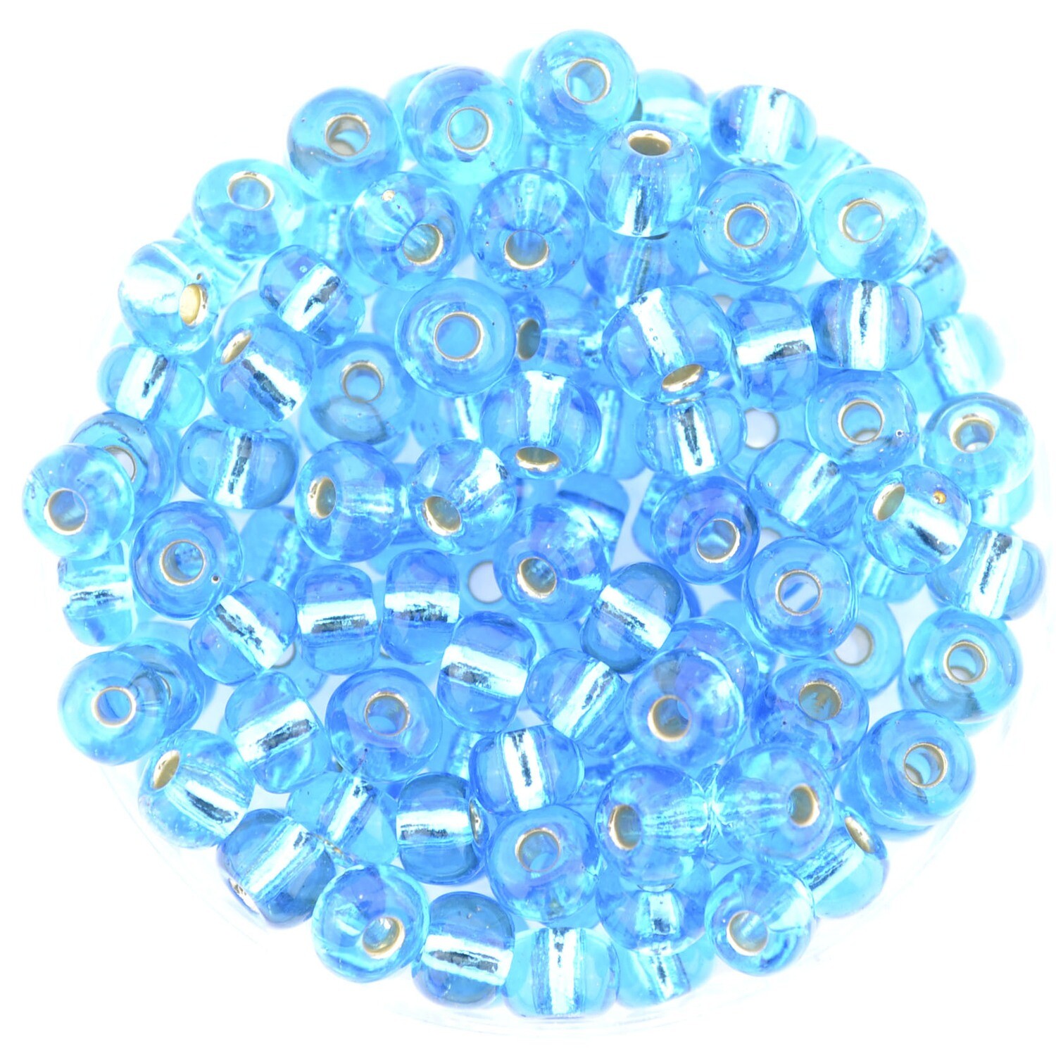 Rocailles blau 4,5mm  mit Silbereinzug, 30g