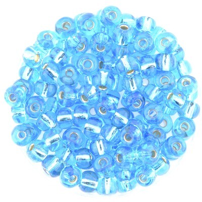 Rocailles blau 4,5mm  mit Silbereinzug, 30g